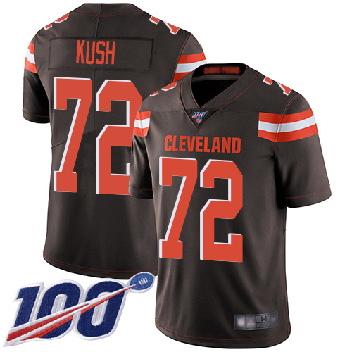 Cleveland Browns Eric Kush Men Brown Limited Jersey #72 NFL Football Home 100th Season Vapor Untouchable->youth nfl jersey->Youth Jersey